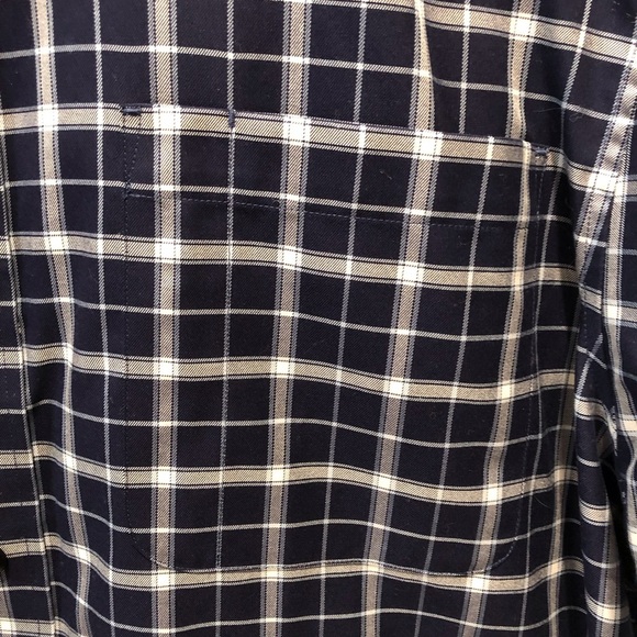 Duluth Trading Co Men's Large Navy White Checkered Shirt Button Down S/S Pocket - Picture 3 of 5